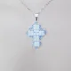 Small Cross - Pervenche-Silver Chain - 1
